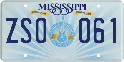 MS license plate ZSO061