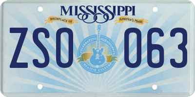 MS license plate ZSO063
