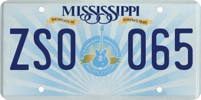 MS license plate ZSO065