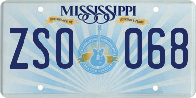 MS license plate ZSO068
