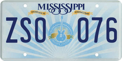 MS license plate ZSO076