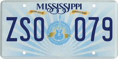 MS license plate ZSO079