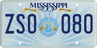MS license plate ZSO080