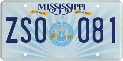 MS license plate ZSO081