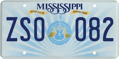 MS license plate ZSO082