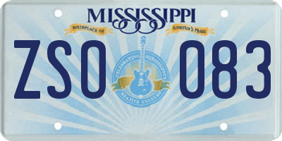 MS license plate ZSO083