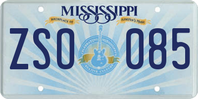 MS license plate ZSO085