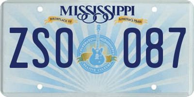 MS license plate ZSO087