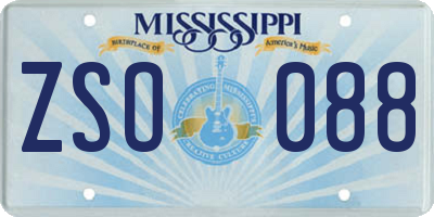 MS license plate ZSO088