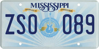 MS license plate ZSO089