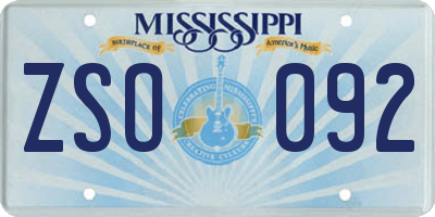 MS license plate ZSO092