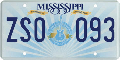 MS license plate ZSO093