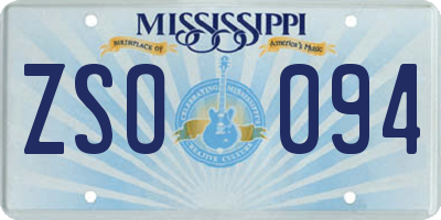 MS license plate ZSO094
