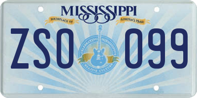 MS license plate ZSO099
