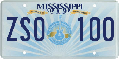MS license plate ZSO100