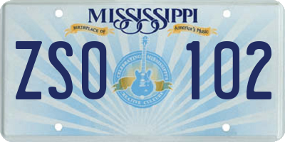 MS license plate ZSO102