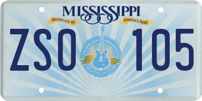 MS license plate ZSO105