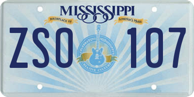 MS license plate ZSO107