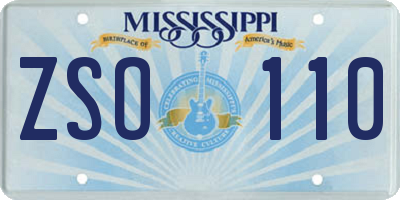 MS license plate ZSO110