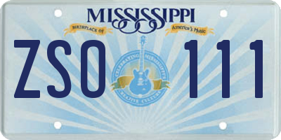 MS license plate ZSO111