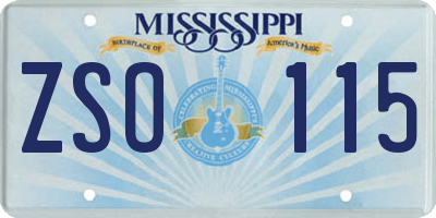 MS license plate ZSO115