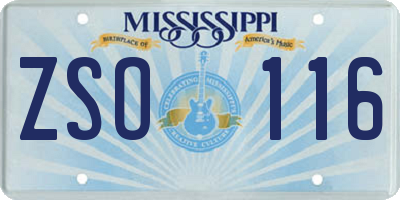 MS license plate ZSO116