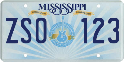 MS license plate ZSO123