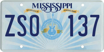 MS license plate ZSO137
