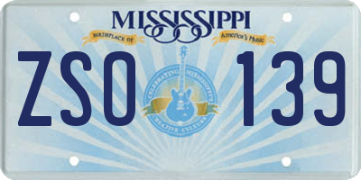 MS license plate ZSO139