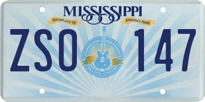 MS license plate ZSO147