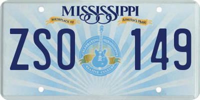 MS license plate ZSO149