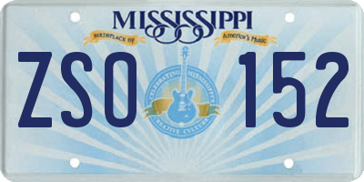 MS license plate ZSO152