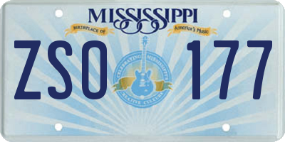 MS license plate ZSO177