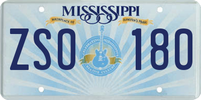 MS license plate ZSO180