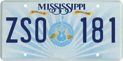 MS license plate ZSO181