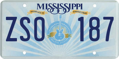 MS license plate ZSO187
