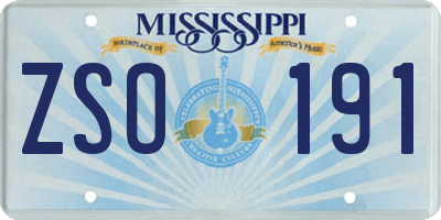 MS license plate ZSO191