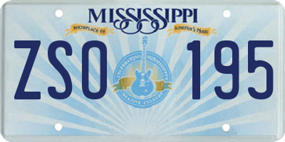 MS license plate ZSO195