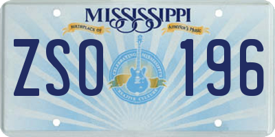 MS license plate ZSO196