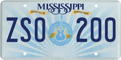 MS license plate ZSO200
