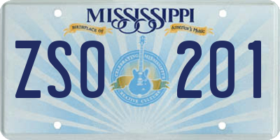 MS license plate ZSO201