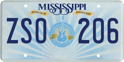 MS license plate ZSO206