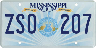 MS license plate ZSO207