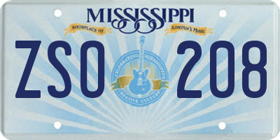 MS license plate ZSO208