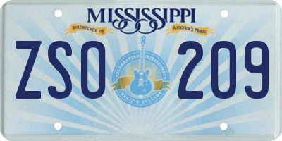 MS license plate ZSO209