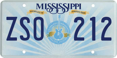 MS license plate ZSO212