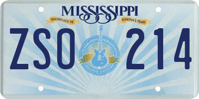 MS license plate ZSO214