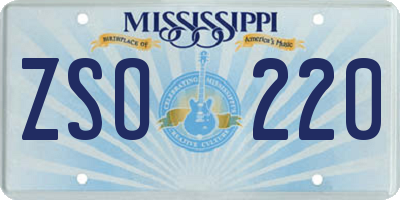 MS license plate ZSO220