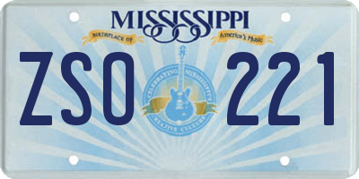 MS license plate ZSO221