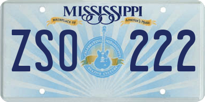 MS license plate ZSO222